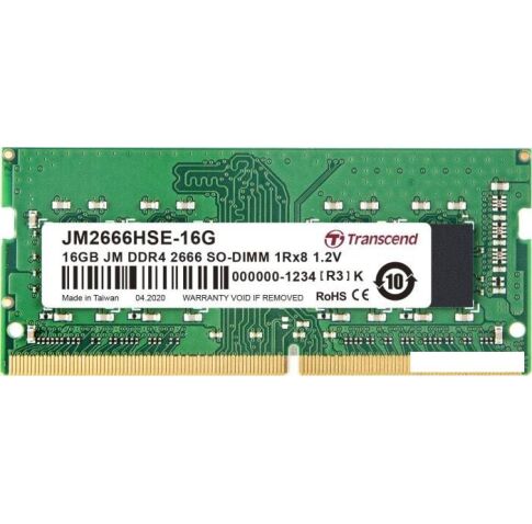 Оперативная память Transcend JetRam 16GB DDR4 SODIMM PC4-21300 JM2666HSE-16G