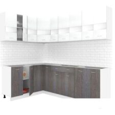 Угловая кухня Кортекс-мебель Корнелия Экстра 1.5x2.3 без столешницы (белый/береза)