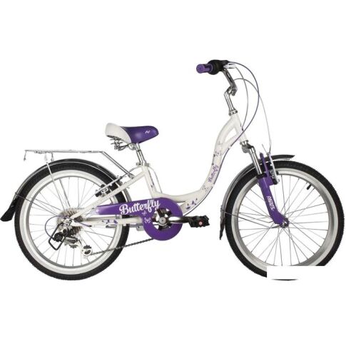 Детский велосипед Novatrack Butterfly 6.V 20 2022 20SH6V.BUTTERFLY.VL22 (белый/фиолетовый)