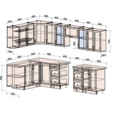 Готовая кухня Интерлиния Тренд 1.7x3.0 левая (белый/белый/кастилло темный)