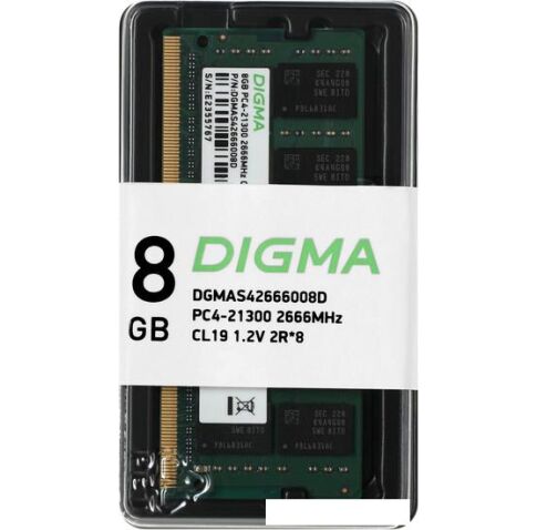 Оперативная память Digma 8ГБ DDR4 SODIMM 2666 МГц DGMAS42666008D