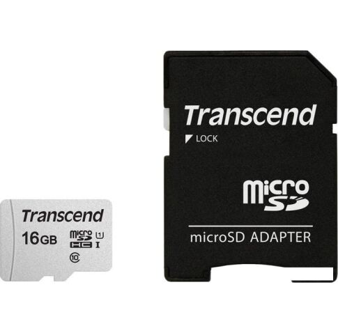 Карта памяти Transcend microSDHC 300S 16GB + адаптер