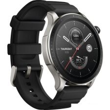 Умные часы Amazfit GTR 4 (серебристый, с черным ремешком из фторэластомера)