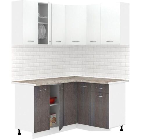 Готовая кухня Кортекс-мебель Корнелия Лира 1.5x1.3 (белый/береза/марсель)