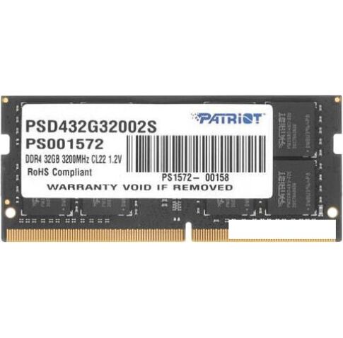 Оперативная память Patriot Signature Line 32GB DDR4 SODIMM PSD432G32002S