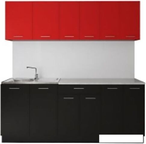 Кухня Артём-Мебель Лана без стекла ДСП 1.8м (красный/черный)