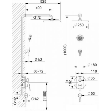 Душевая система Rubineta Kubo-2F-Uno 625015