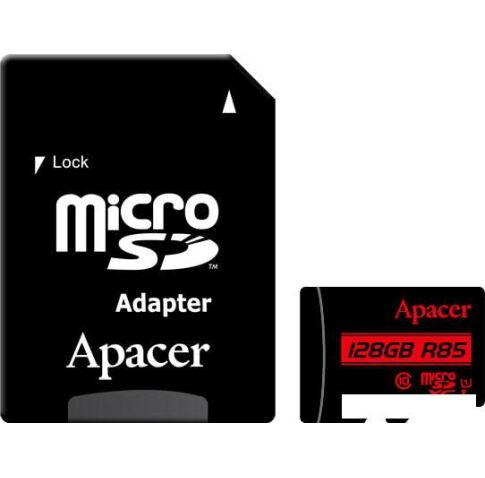 Карта памяти Apacer microSDXC AP128GMCSX10U5-R 128GB (с адаптером)