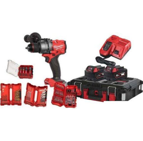 Ударная дрель-шуруповерт Milwaukee M18 FUEL Promo FPD3100P-502P 4933498240 (с 2-мя АКБ 5 Ач, кейс, набор оснастки)