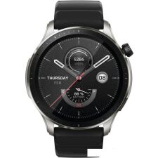 Умные часы Amazfit GTR 4 (серебристый, с черным ремешком из фторэластомера)