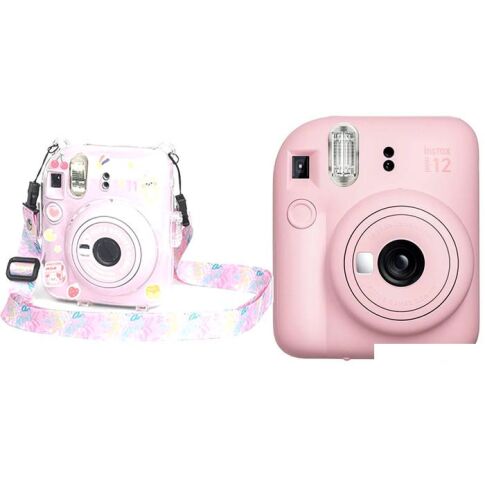 Фотоаппарат Fujifilm Instax Mini 12 (розовый) + розовый чехол Sundays с ремнем