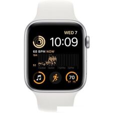 Умные часы Apple Watch SE 2 44 мм (алюминиевый корпус, серебристый/белый, спортивный силиконовый ремешок)