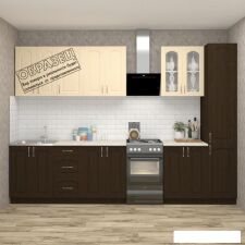 Готовая кухня Кортекс-мебель Корнелия Ретро 2.6 без столешницы (ясень белый)