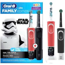 Комплект зубных щеток Oral-B Vitality Pro Cross Action + Vitality D100 Kids Star Wars (2 шт, черный/красный)