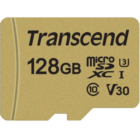 Карта памяти Transcend microSDXC 500S 128GB + адаптер