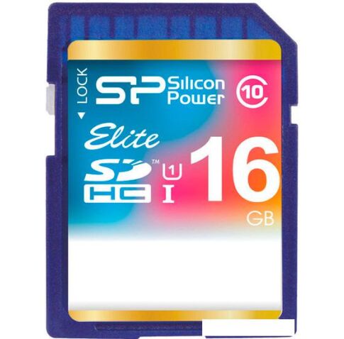 Карта памяти Silicon-Power SDHC Elite UHS-1 (Class 10) 16 GB (SP016GBSDHAU1V10)