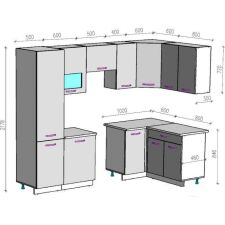 Готовая кухня ВерсоМебель Эко-5 1.4x2.6 правая (латте/бежевый)