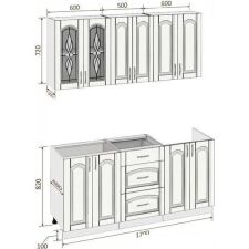 Готовая кухня Кортекс-мебель Корнелия Ретро 1.7м без столешницы (венге светлый/венге)