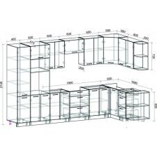 Готовая кухня Интерлиния Мила Лайт 1.68x3.4 правая без столешницы (белый платинум)