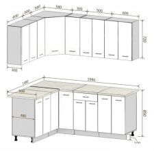 Готовая кухня Кортекс-мебель Корнелия Лира 1.5x2.0 (капучино/оникс/мадрид)