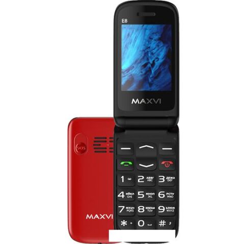 Кнопочный телефон Maxvi E8 (красный)