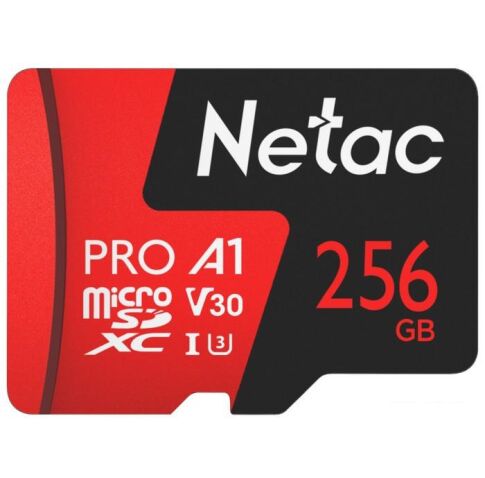 Карта памяти Netac MicroSDXC 256GB V30/A1/C10 Netac P500 Extreme Pro с адаптером