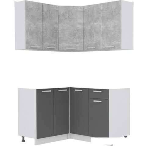 Готовая кухня Интерлиния Мила Лайт 1.2x1.3 без столешницы (бетон/антрацит)