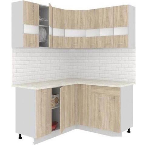 Угловая кухня Кортекс-мебель Корнелия Экстра 1.5x1.5м (дуб сонома/марсель)
