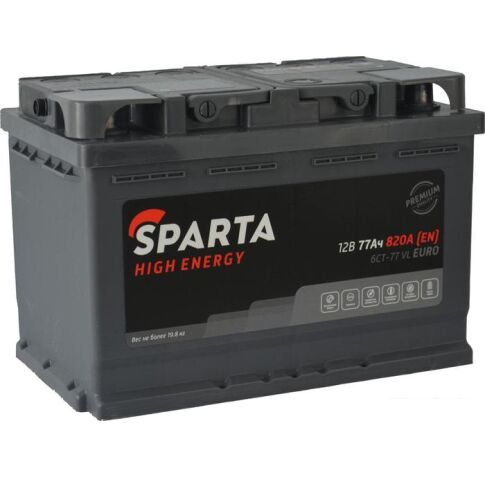 Автомобильный аккумулятор Sparta High Energy 6CT-77 VL Euro (77 А·ч)