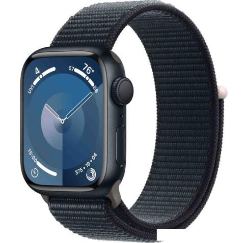 Умные часы Apple Watch Series 9 41 мм (алюминиевый корпус, полуночный/полуночный, нейлоновый ремешок)