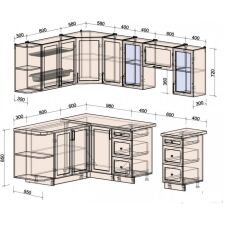 Готовая кухня Интерлиния Тренд 1.7x2.4 левая (луна/луна/бискайская сосна)