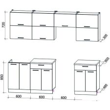 Кухня Интерлиния Мила Gloss 60-24 (яблоко/черный глянец)