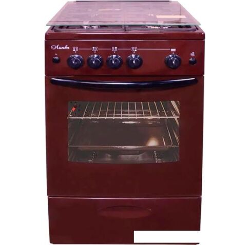 Кухонная плита Лысьва ГП 4к20 МС-2у (коричневый, решетка чугун, стеклянная крышка)