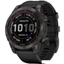 Умные часы Garmin Fenix 7 Sapphire Solar 47 мм (серый карбон/черный)