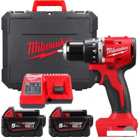 Ударная дрель-шуруповерт Milwaukee M18 M18BLPDRC-502C 4933492826 (с 2-мя АКБ 5 Ач, кейс)