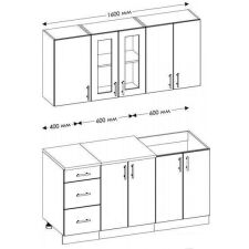 Кухня Senira Вяселка 2/1 1.6м + шкаф настенный В-083