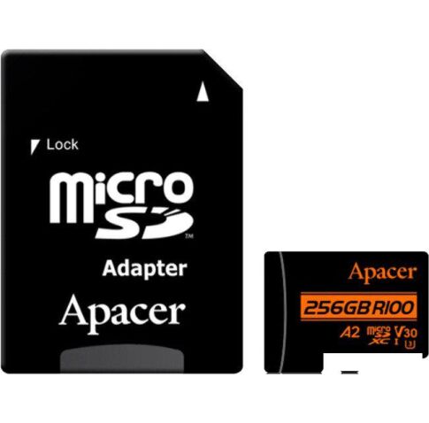 Карта памяти Apacer microSDXC AP256GMCSX10U8-R 256GB (с адаптером)