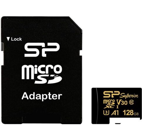 Карта памяти Silicon-Power Superior Golden A1 microSDXC SP128GBSTXDV3V1GSP 128GB