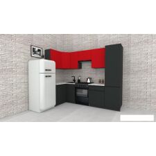 Готовая кухня ВерсоМебель Эко-7 1.2x2.6 левая (красный чили/антрацит/ст.мрамор итальянский)