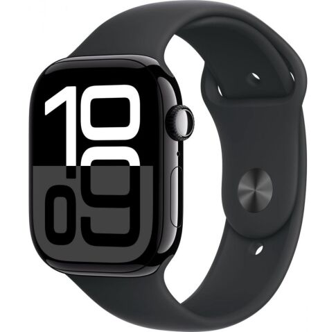 Умные часы Apple Watch Series 10 46 мм (алюминиевый корпус, черный/черный, спортивный силиконовый ремешок S/M)