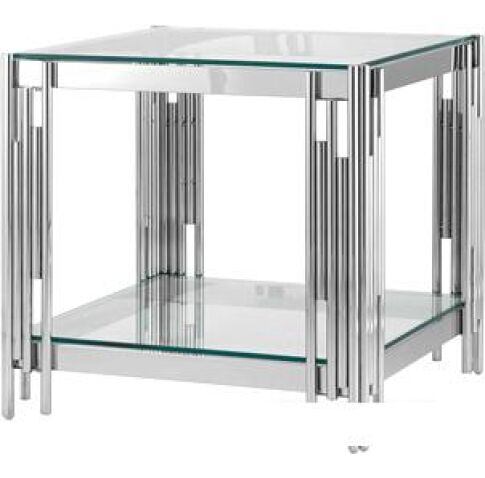 Журнальный столик Stool Group Гэтсби 55x55 EET-027 (прозрачное стекло/сталь серебристый)