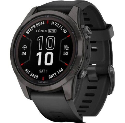 Умные часы Garmin Fenix 7S Pro Sapphire Solar (карбоново-серый титан/черный)