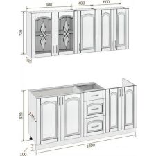 Кухня Кортекс-мебель Корнелия Ретро 1.8м без столешницы (дуб сонома)