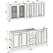 Кухня Кортекс-мебель Корнелия Ретро 1.9м без столешницы (дуб сонома)