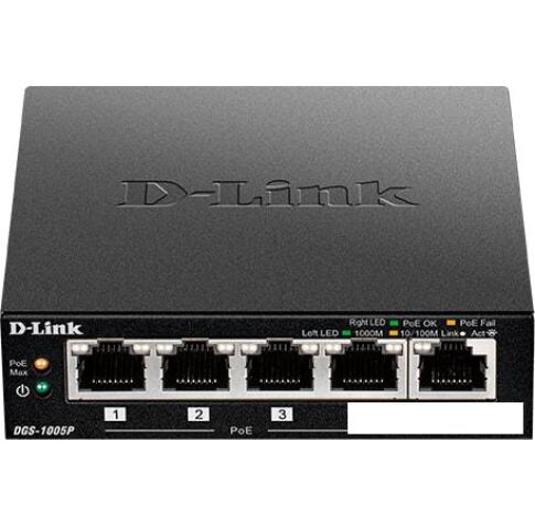 Неуправляемый коммутатор D-Link DGS-1005P/B1A