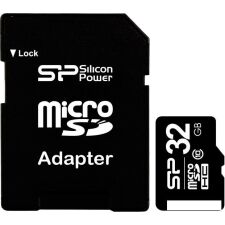 Карта памяти Silicon-Power microSDHC (Class 10) 32GB + адаптер (SP032GBSTH010V10-SP)