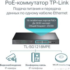 Настраиваемый коммутатор TP-Link TL-SG1218MPE V4.20