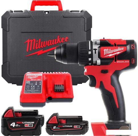 Ударная дрель-шуруповерт Milwaukee M18 M18CBLPD-422C 4933472116 (с 2-мя АКБ 4 Ач + 2 Ач, кейс)