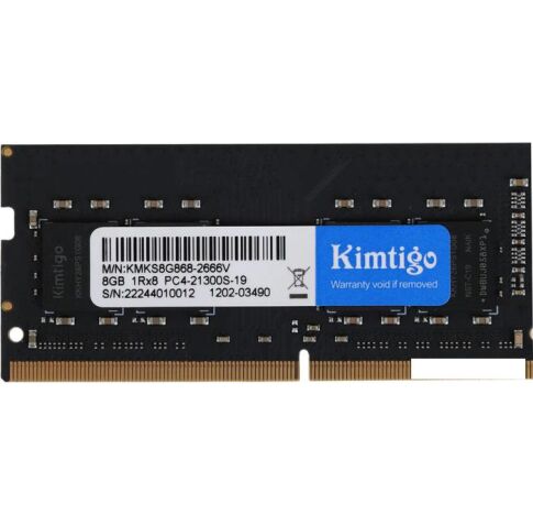 Оперативная память Kimtigo 8ГБ DDR4 SODIMM 2666 МГц KMKS8G8682666