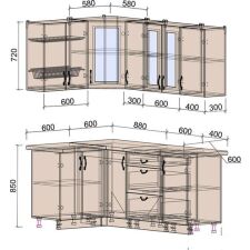 Готовая кухня Интерлиния Мила Крафт 1.2x1.9 (дуб английский/дуб полярный)